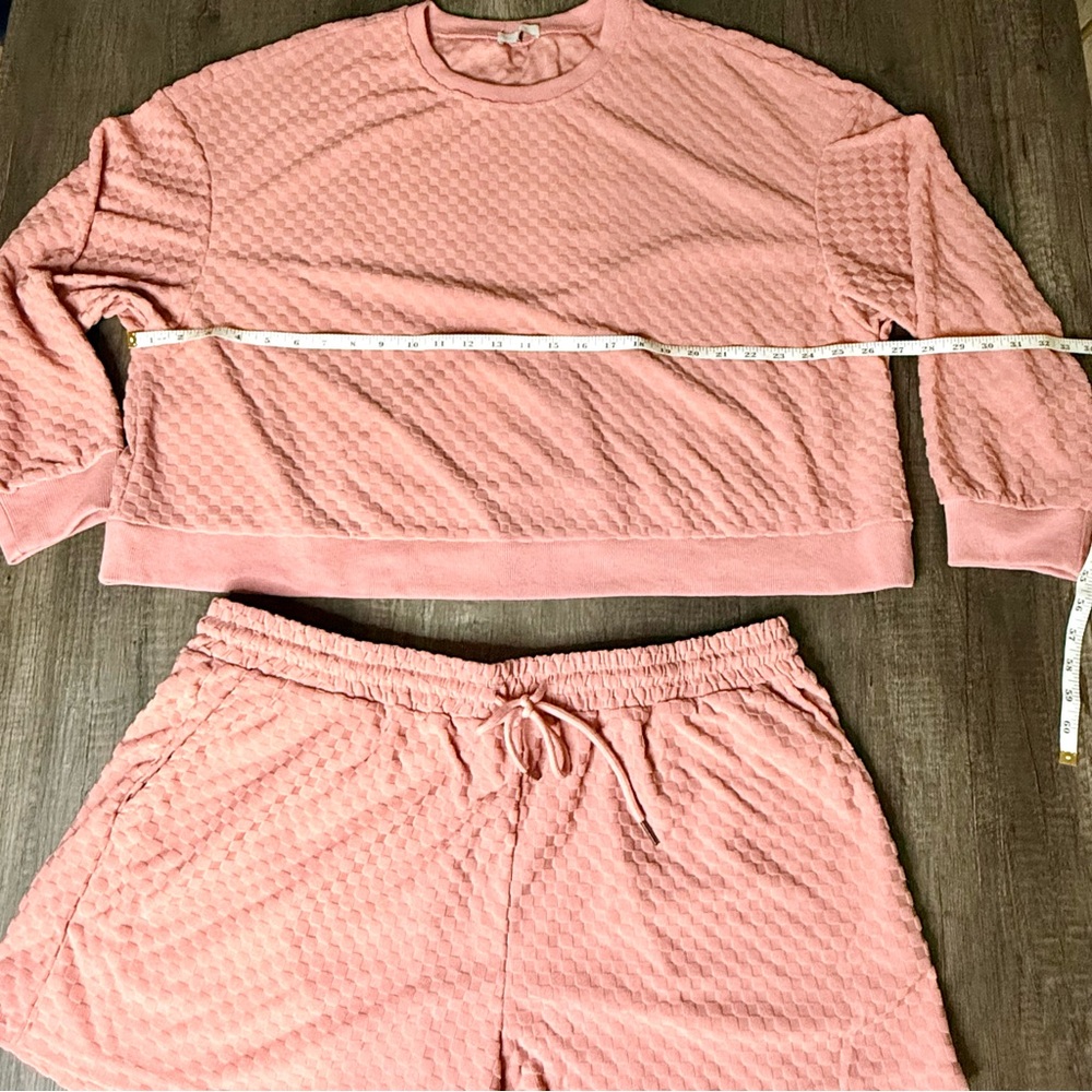 Dusty Pink Checkered Athleisure 2 Piece Set 3X - Picture 4 of 8